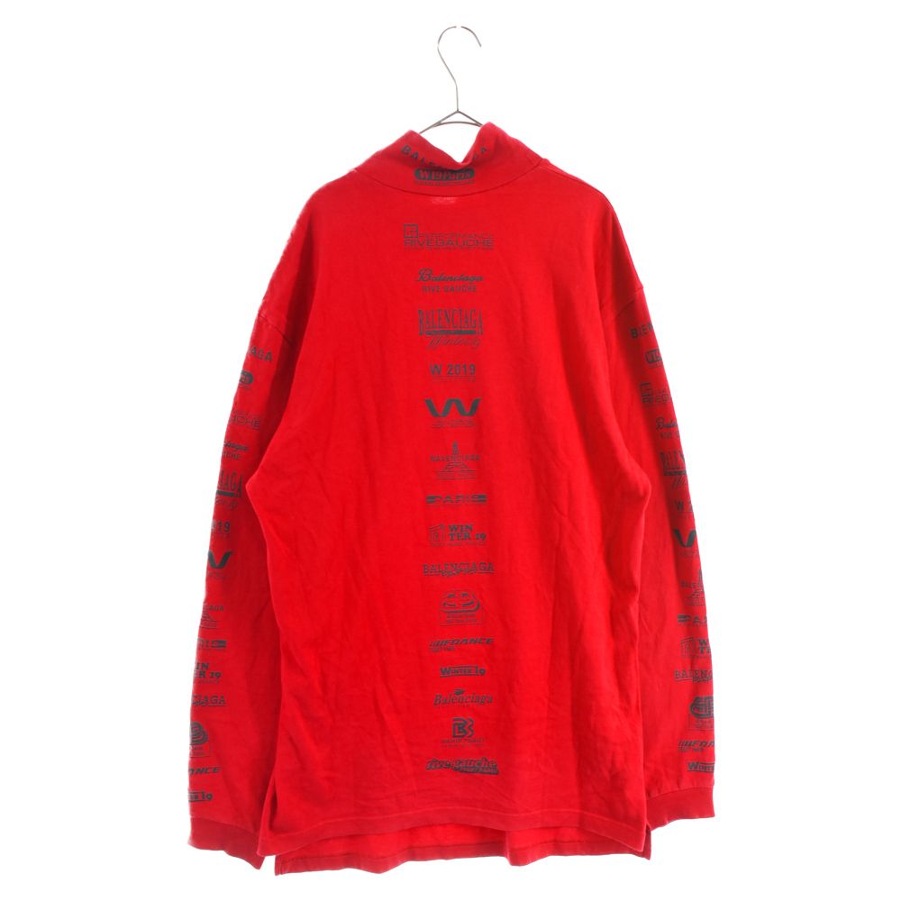 BALENCIAGA (バレンシアガ) 19AW Multi Logo Turtle Neck Long Sleeve Tee マルチロゴタートルネックロングスリーブ長袖Tシャツ  長袖カットソー レッド 594582 TGV79 - メルカリ