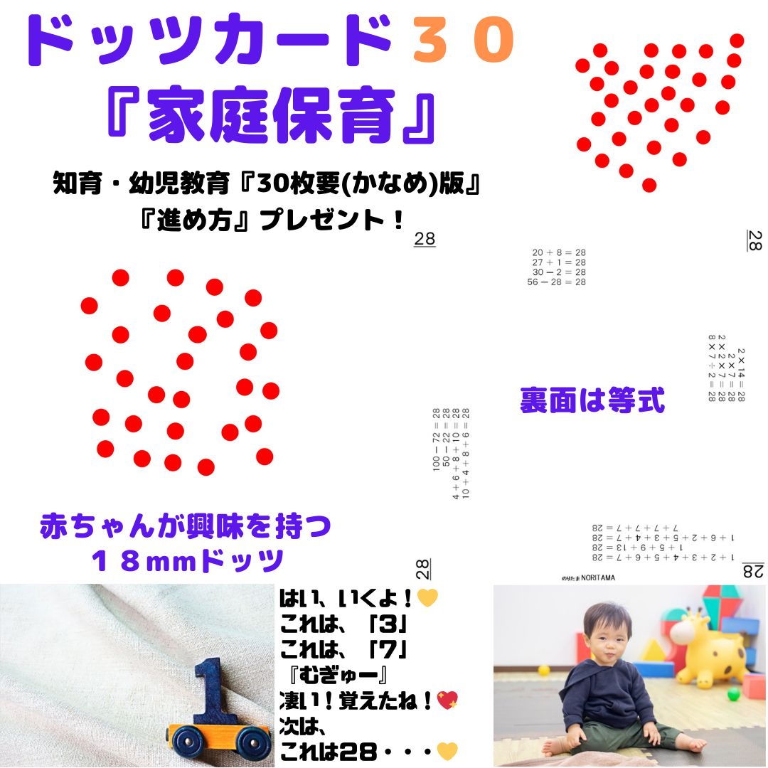 知育玩具０歳～6歳】 家庭保育ドッツカード３０ (^^♪ - メルカリ