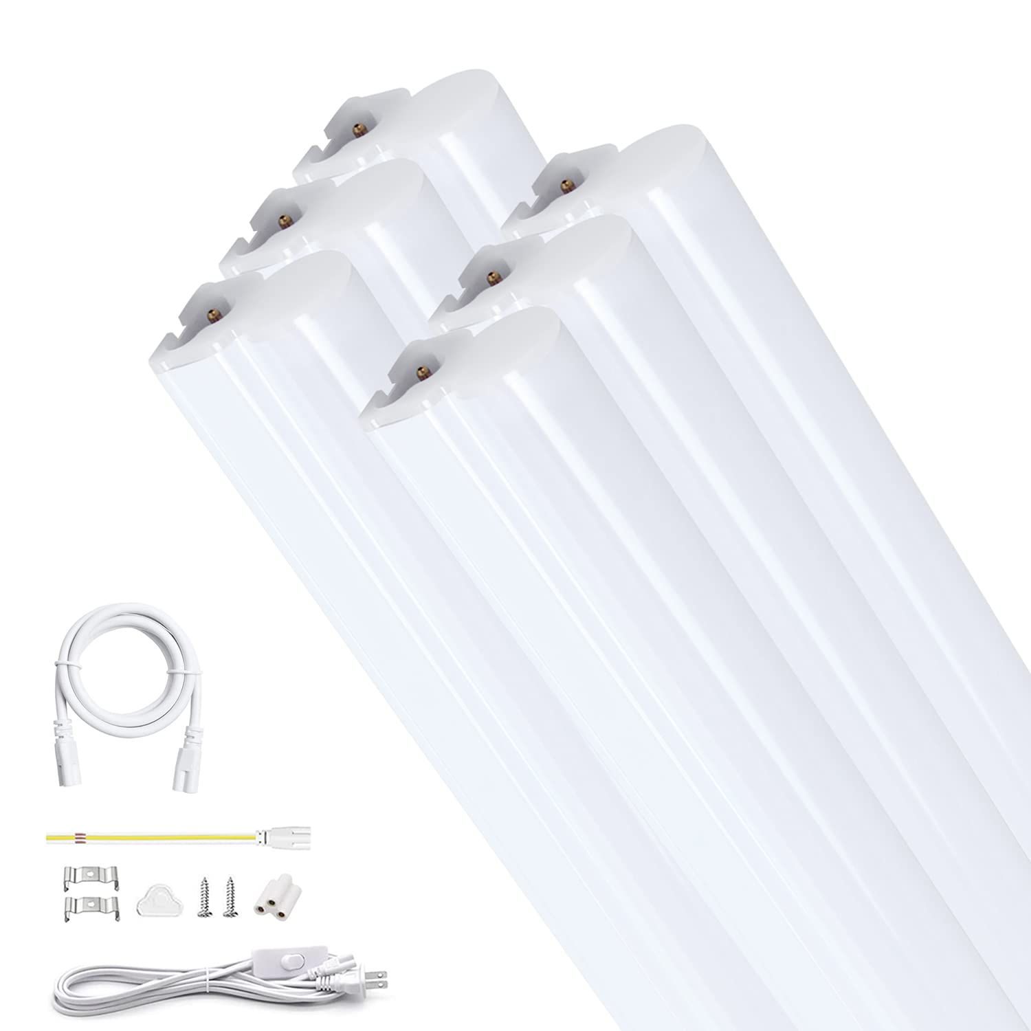 昼白色 1500LM超高輝度 器具一体型 led蛍光灯 20Ｗ形 T5直管 57cm 9.5W省エネ 照明器具 100V|200V対応 低発熱 スリム 10本連結 蛍光管 スイッチ付き 高演色 バーライト ACアダプター付き 間接照明 病院 学校 リビン