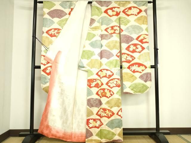 Ivy✺美品 正絹 花草文 トールサイズ 振袖 着物 A1755 振袖着物 正絹花模様金駒刺繍銀通しトールA767-6 L