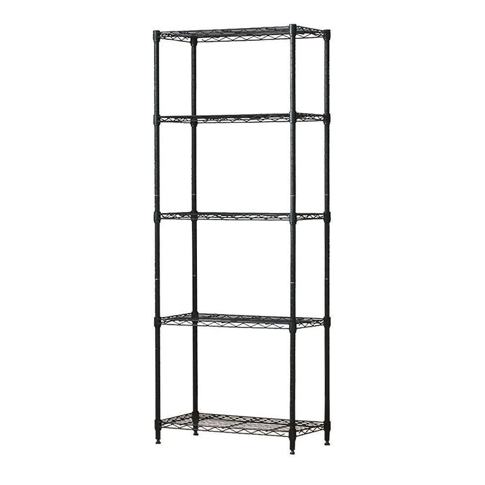 M1560305BK 頑丈 幅59.5cm×奥行29.5cm×高さ151.5cm 全体耐荷重325kg ワイヤーシェルフ ブラック 奥行30 黒 収納 ポール径19mm