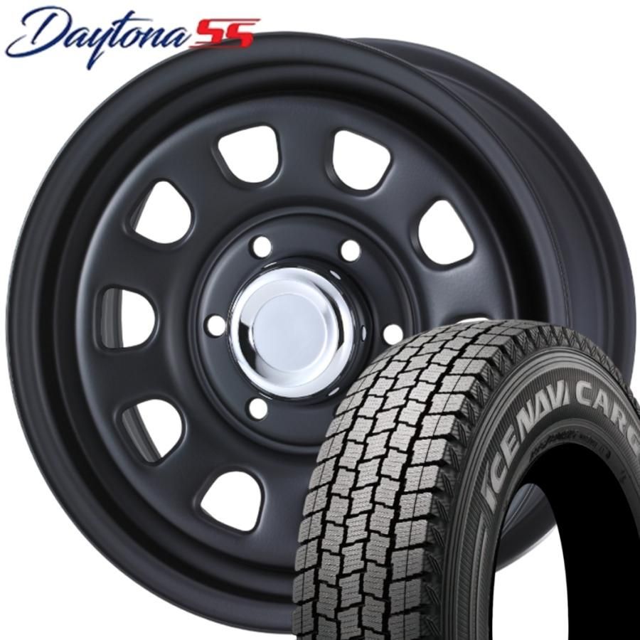 期間 スタッドレス MLJ DAYTONA SS デイトナ SS 15ｘ6.0 ＋45 6H 139.7 フルマットブラック ｘ４本 製 アイスナビカーゴ 195 80R15