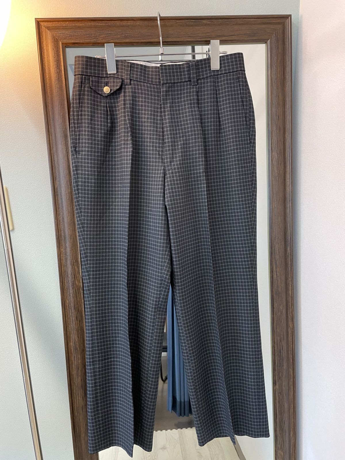 Black gray slacks plaid