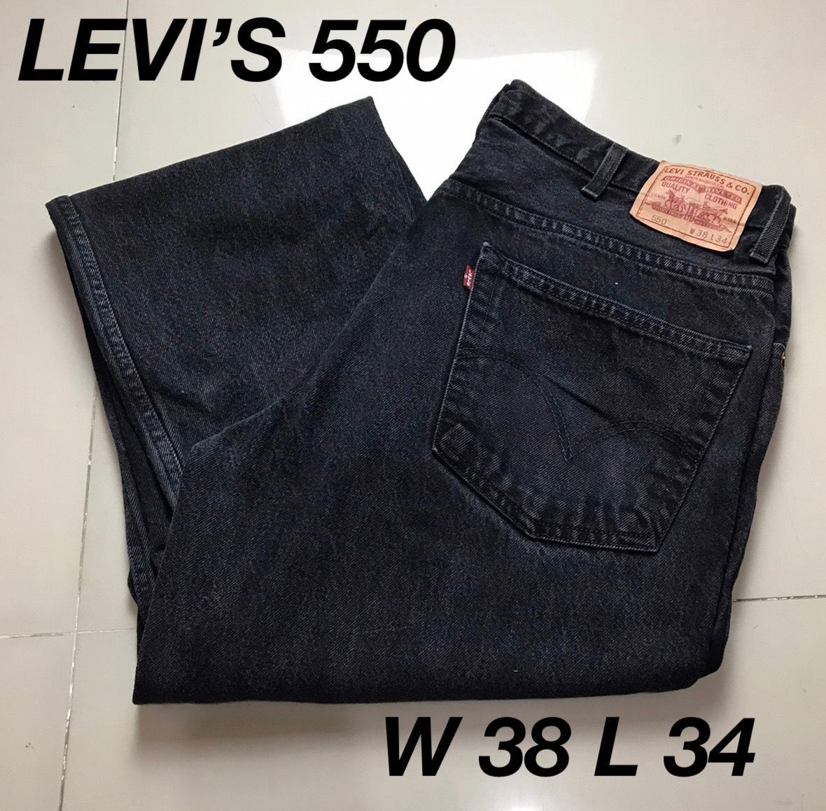 734 【Levi's 550 BLACK】W38 L34 極太 ワイド バギー-