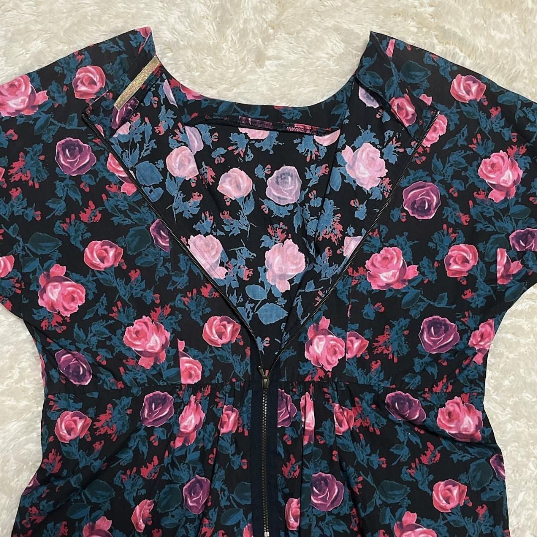 美品【leun logette】ルールロジェット 花柄 バラ 七分丈 497 美品【leun logette】ルールロジェット 花柄 バラ 七分丈 497
