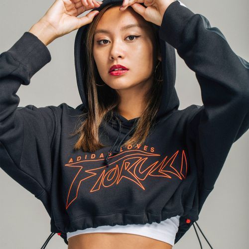 (アディダスオリジナルス) adidas Originals アディダス × フィオルッチ コラボ スエットパーカー フーディ レディース FIORUCCI x ADIDAS WOMEN SWEATSHIRT ED8776 BLACK