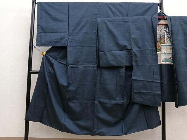 平和屋着物男性　本場大島紬　アンサンブル　100亀甲　羽裏：東海道五拾三次　正絹　逸品　BAAO0201op