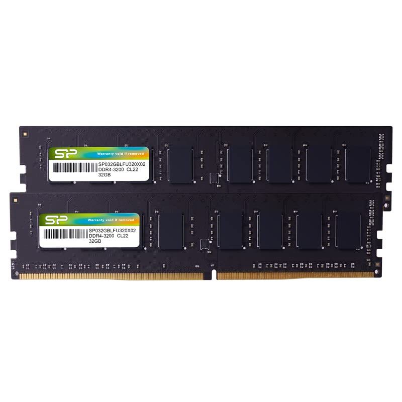 シリコンパワー SP Silicon PowerデスクトップPC用 メモリ DDR4 3200 PC4-25600 32GB x 2枚 (64GB) 288Pin 1.2V CL22 SP064GBLFU320X22