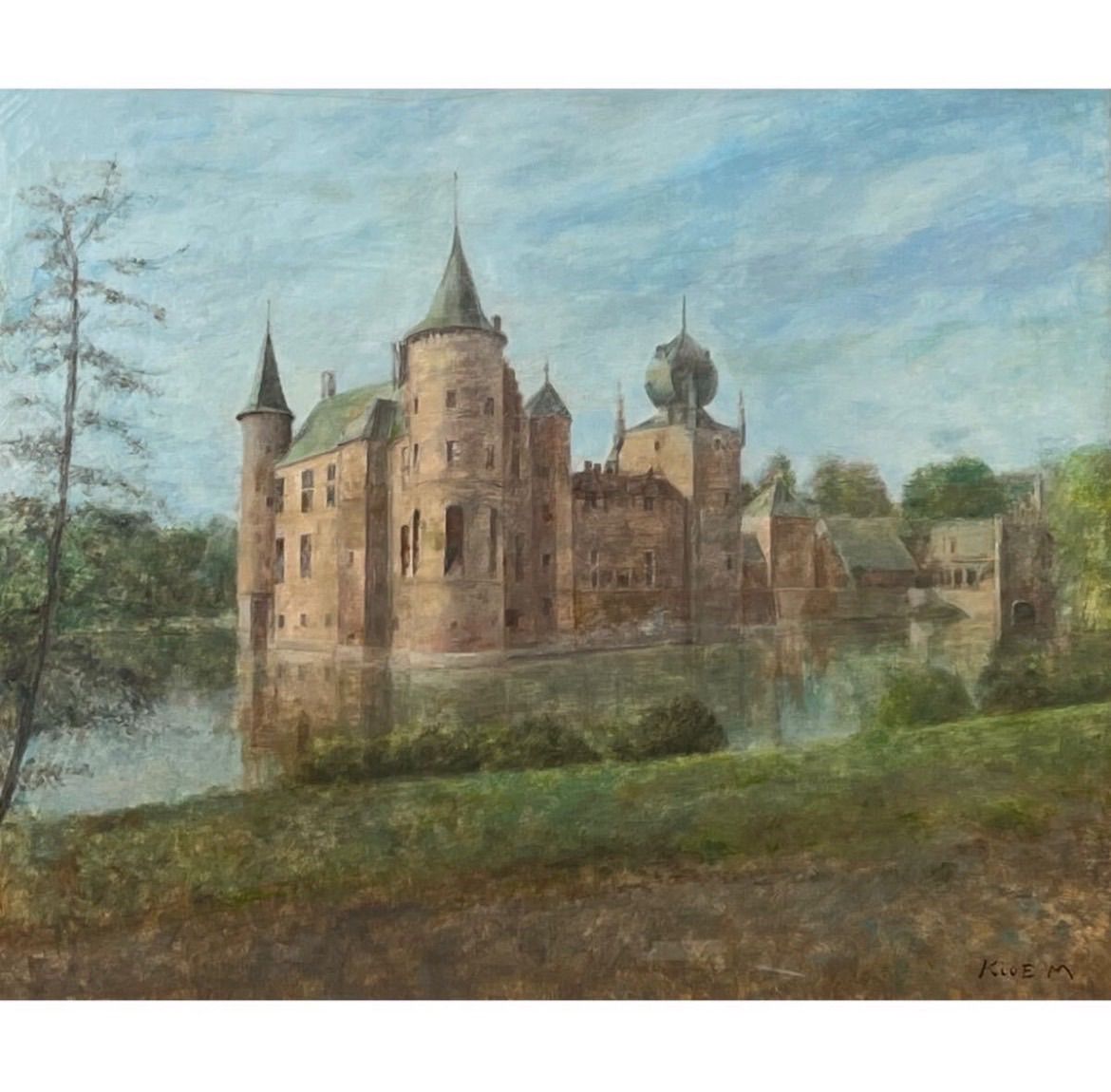村山きおえ クロンエルの面影 クレイダール城 ベルギー 油彩 F25号 1999年 個展 作 大作 白日会会務委員 女流画家協会