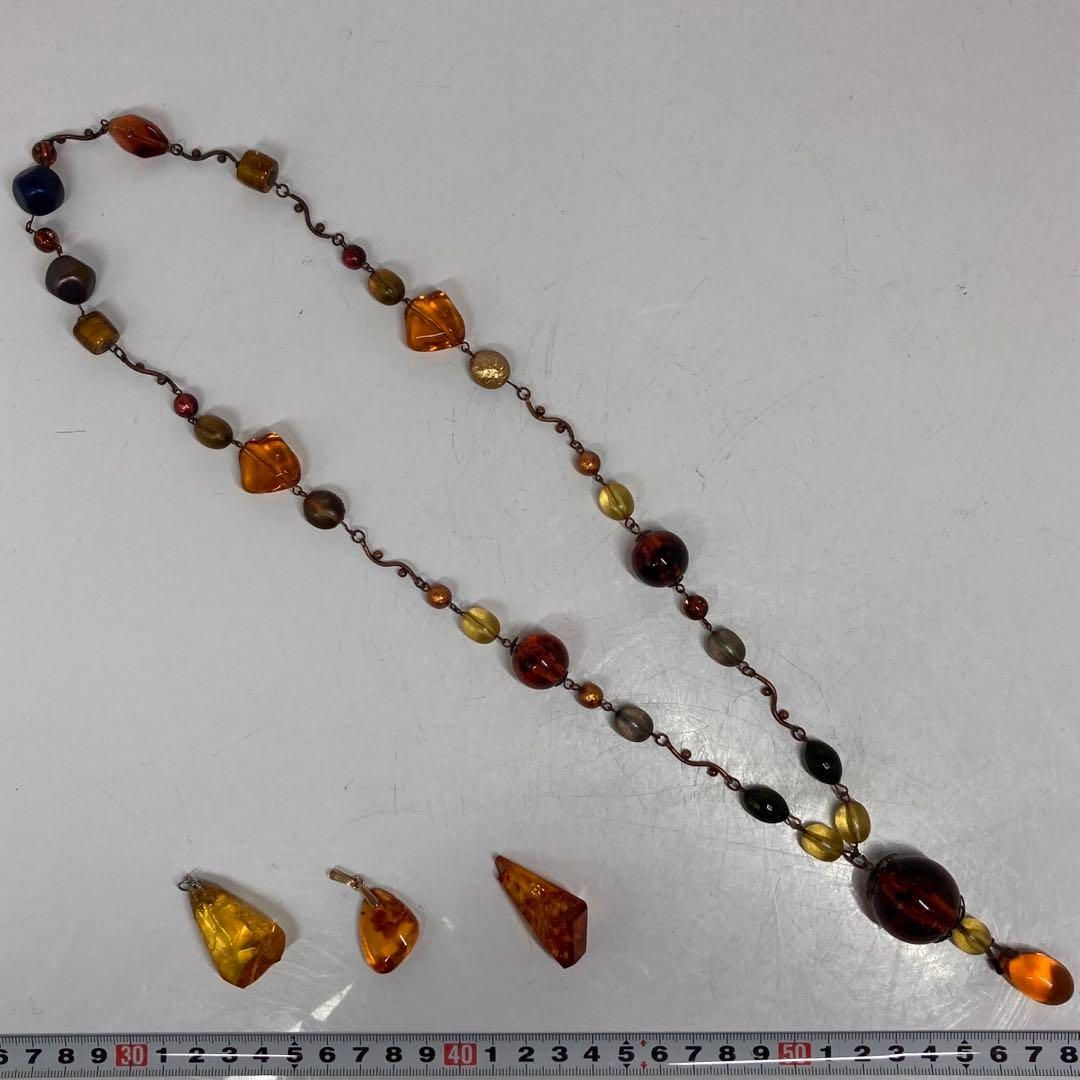 本琥珀 ネックレス 色々 大玉 重さ72g 東ま5-1119