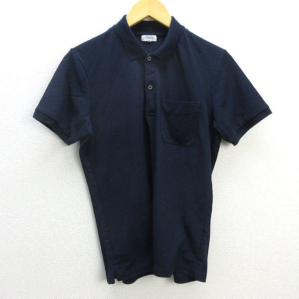 y■日本製■マッキントッシュ/MACKINTOSH 鹿の子 半袖ポロシャツ■紺【38】MENS/細身/110【中古】