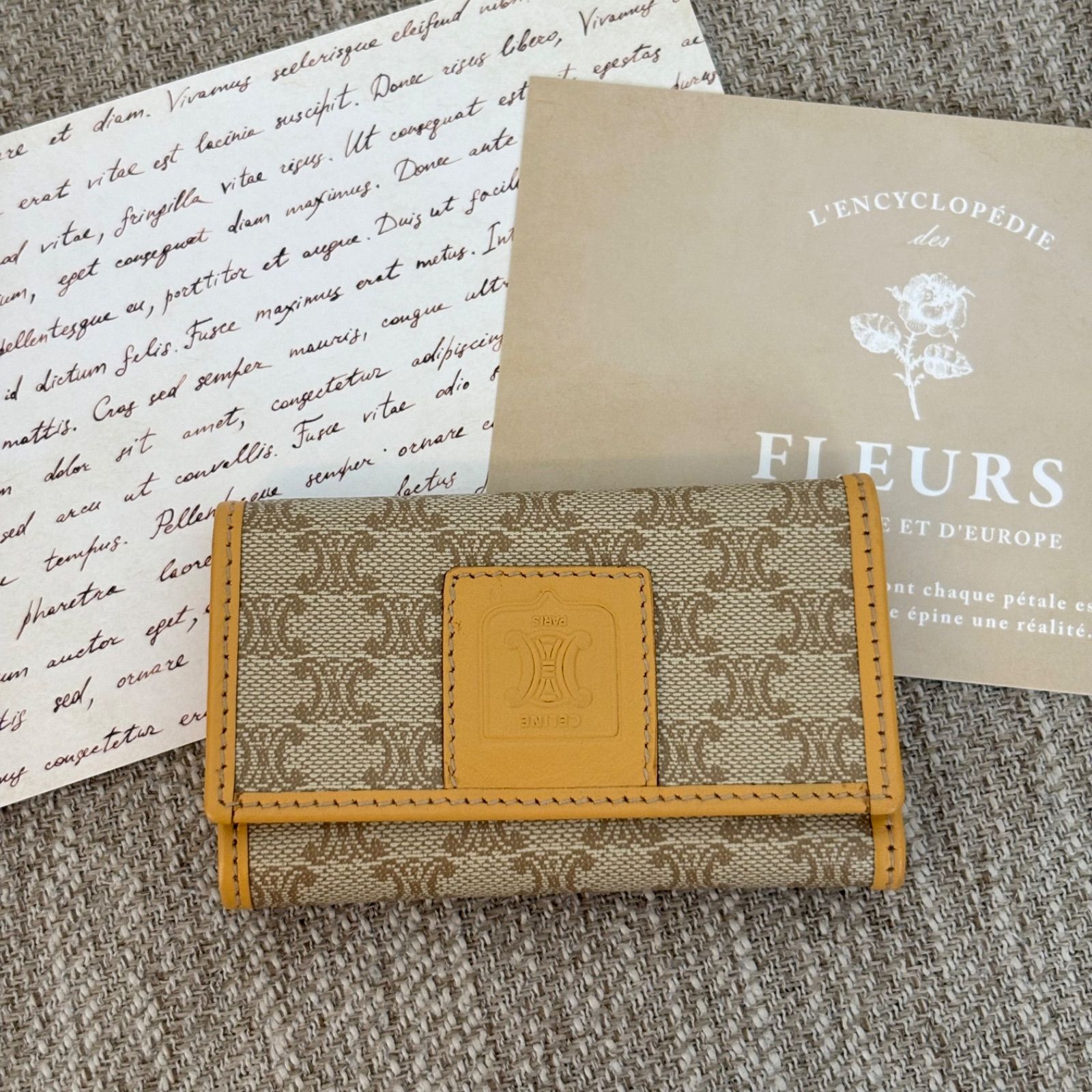 セリーヌ 6連キーケース ベージュ系 レザー マカダム ヴィンテージ マカダム柄 PVC 鍵入れ Celine Vintage Keycase Beige 22267