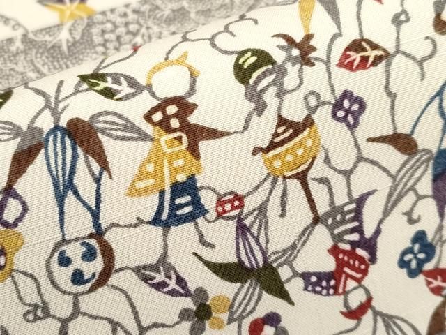 全通柄 染め名古屋帯 名古屋帯 正絹 型染め 塩瀬 赤色x青色x