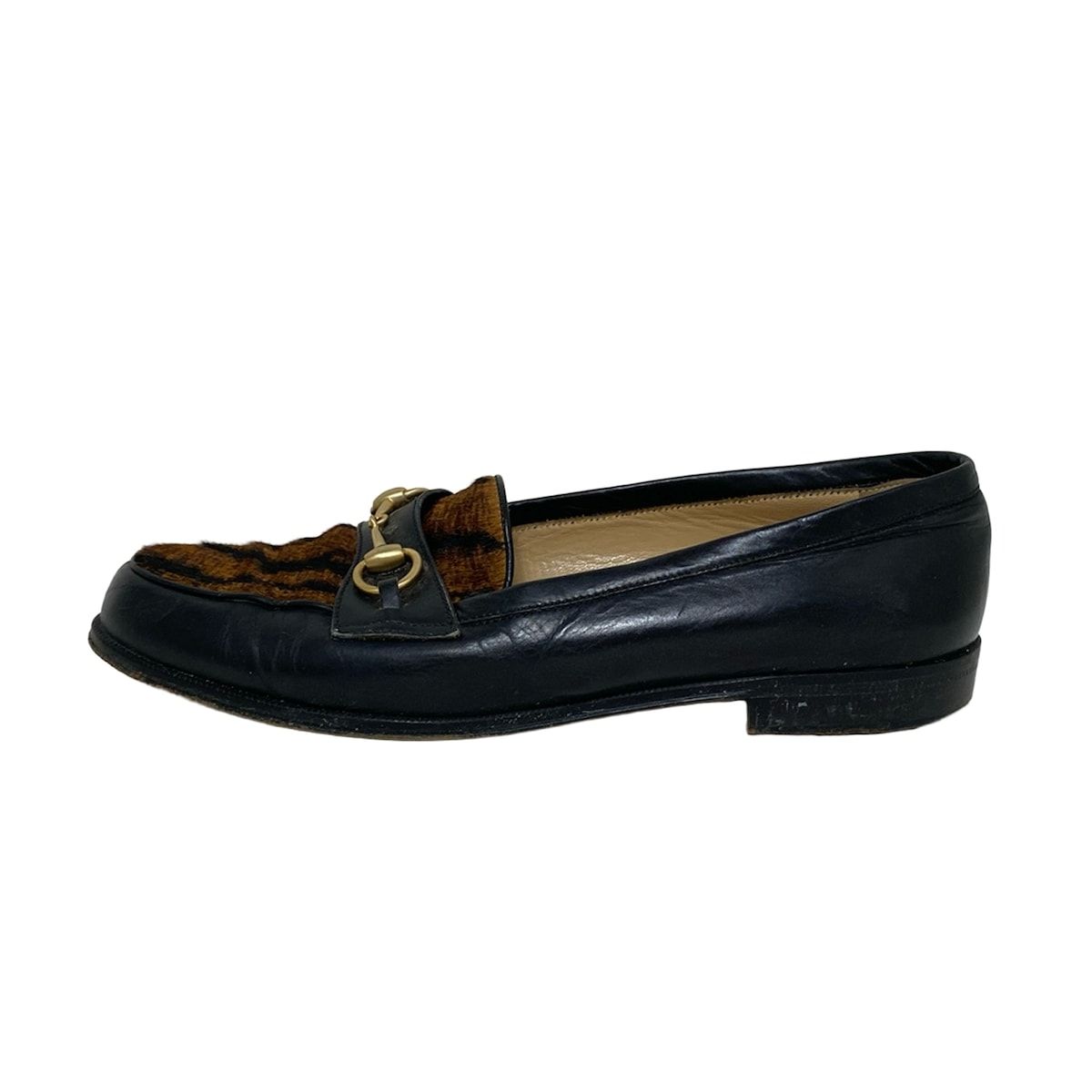 GUCCI(グッチ) ローファー 35B レディース - 黒×ダークブラウン