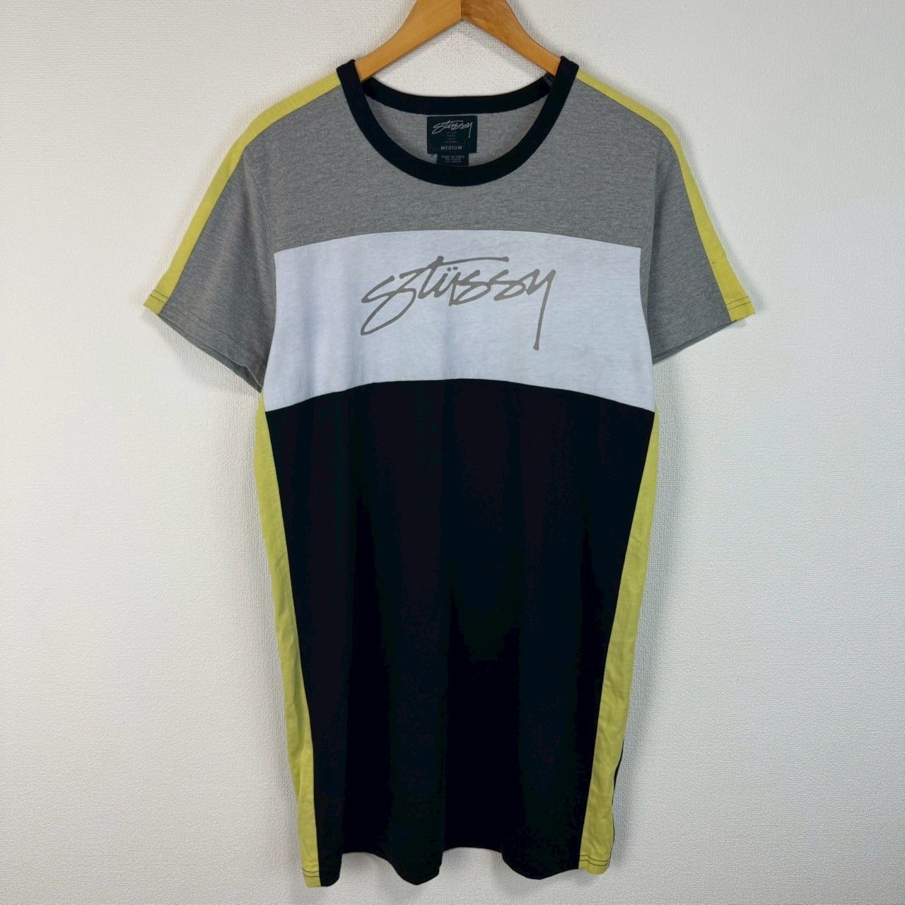 Stussy ステューシー Tシャツワンピース カラーブロック ロゴプリント 