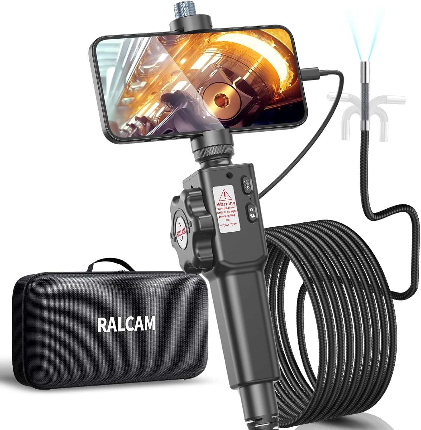 可動式ファイバースコープ 1080Pカメラ搭載 180°先端可動 スマホ対応 IP67防水 3mケーブル LEDライト内蔵 USB接続対応