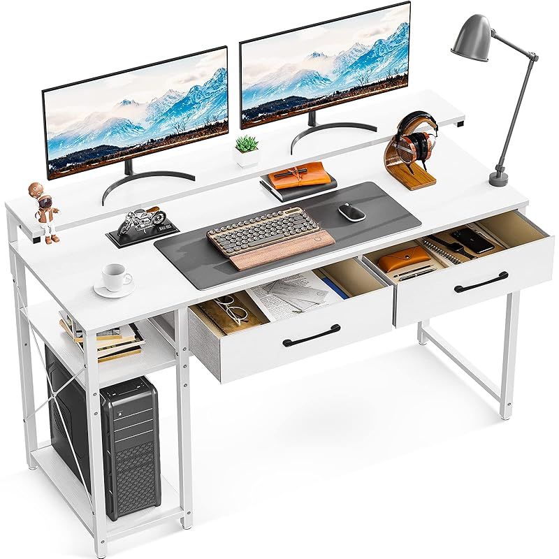 ODK ゲーミングデスク ラック付きデスク 引き出し2杯付き 幅120cm  