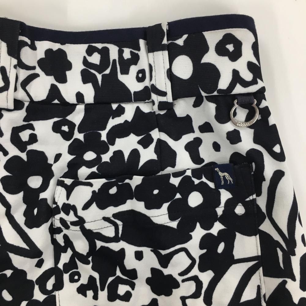 アダバット　花柄　パンツ 美品】アダバット ショートパンツ 白×ネイビー 花柄 ストレッチ