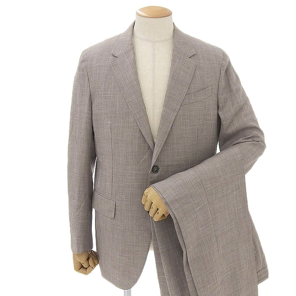 超美品 エルメネジルドゼニア Ermenegildo Zegna 現行タグ TROFEO SUMMER リネン混ウール 130番手 2つボタン イージーパンツ スーツ 52