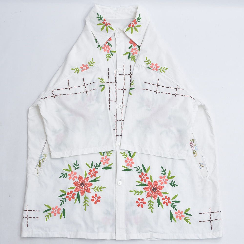 Remakeリメイク 再構築 パッチワーク&フラワー刺繍 デザイン コットン  