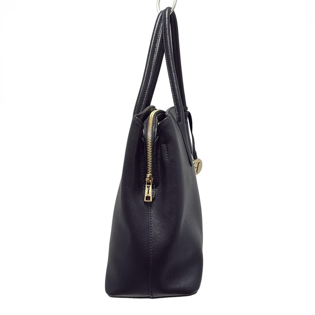 シンプルきれい　FURLA 黒 レザー ハンドバッグ FURLA(フルラ) ハンドバッグ - 244937 黒 レザー - メルカリ