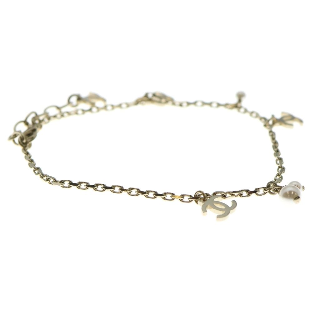 CHANEL (シャネル) ココマーク フェイクパール ブレスレット ゴールド