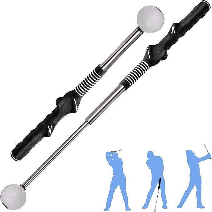 ゴルフ練習スイング器具 矯正グリップ付き 伸縮式 スイングトレーナー