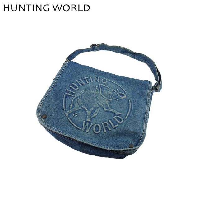美品✨HUNTING WORLD デニム ショルダー メッセンジャーバッグ 美品】HUNTING WORLD ショルダーバッグ メッセンジャー デニム