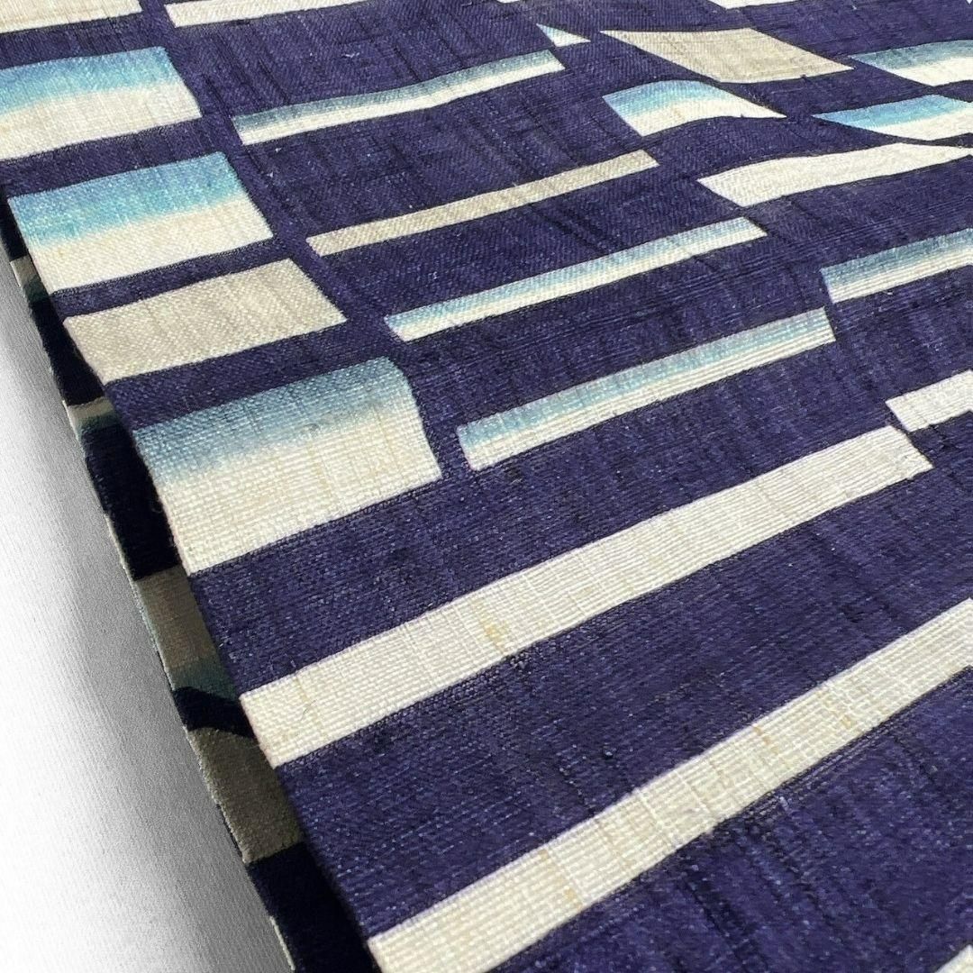 栗山吉三郎 本大麻帯 本場琉球紅型 藍染 作家もの 名古屋帯 着物 012a