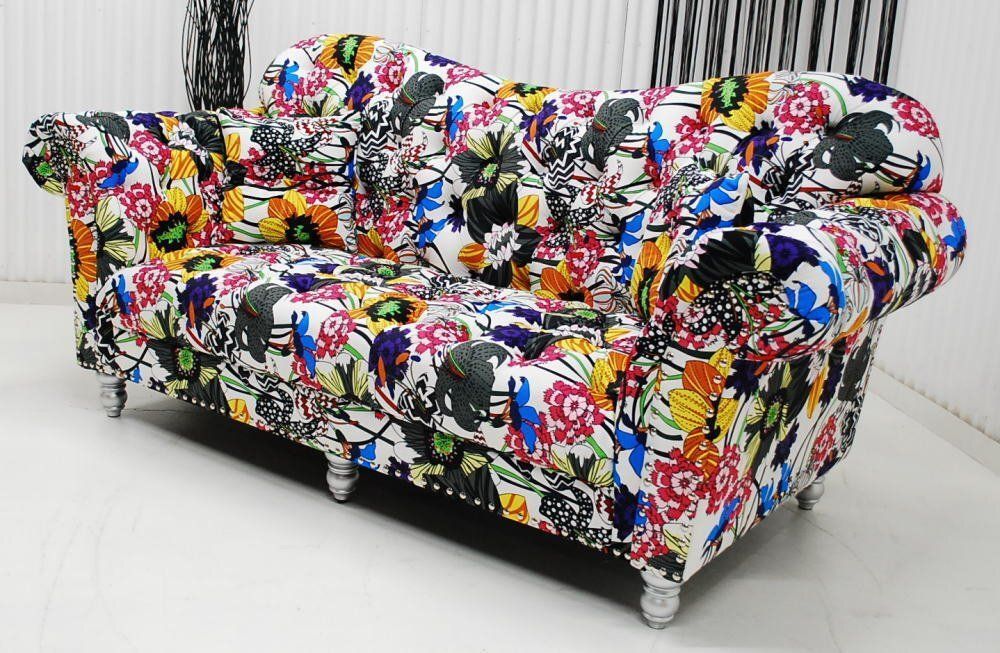 100％高品質で激安通販！ アウトレット 現品限り 大 一部 ラグジュアリーモダン 花柄 チェスターフィールド調デザイン ３人掛けソファー 【激安大特価！】