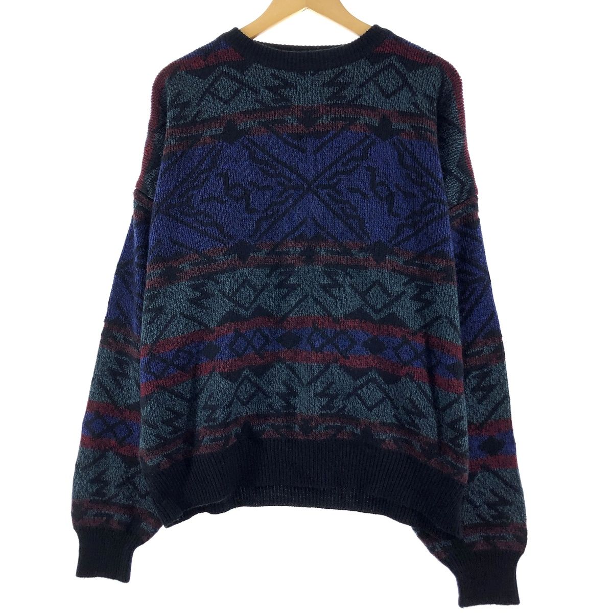 古着 OBERMEYER 総柄 アクリルニットセーター メンズXXL/eaa367088