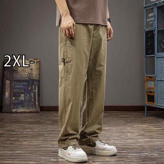 2XL- メンズ ファッション 服 オシャレ シンプル 大 かっこいい 大きいサイズ ストリート 紳士服 レトロ アウトドア 夏 薄手 綿 カジュアル パンツ ストレート ワイド レッグ ロング