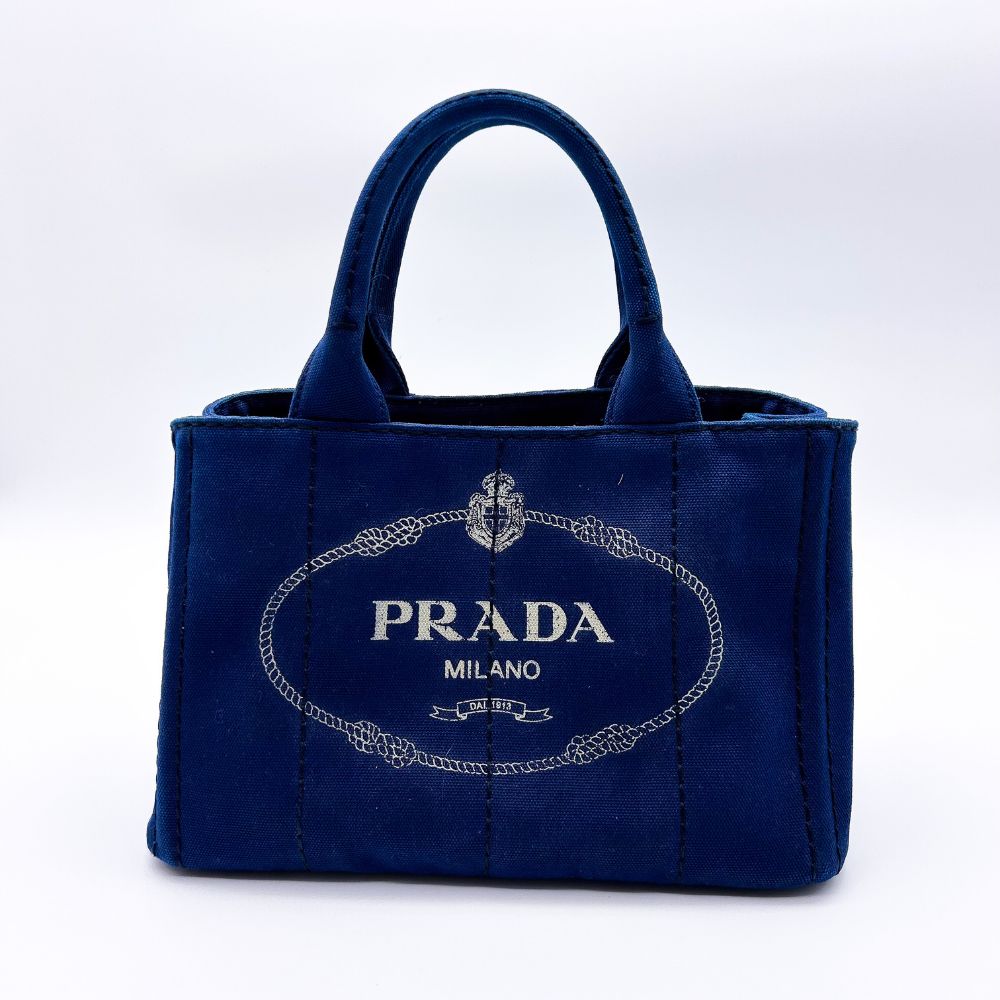 10,045円美品　プラダ　カナパ　ミニサイズ　ハンドバッグ　2way　白タグ　ブルー　保存袋