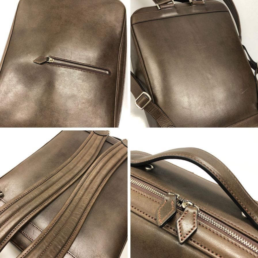 万双 レザーバッグ 双鞣和地 ビジネスリュック ダークブラウン 【AFE6