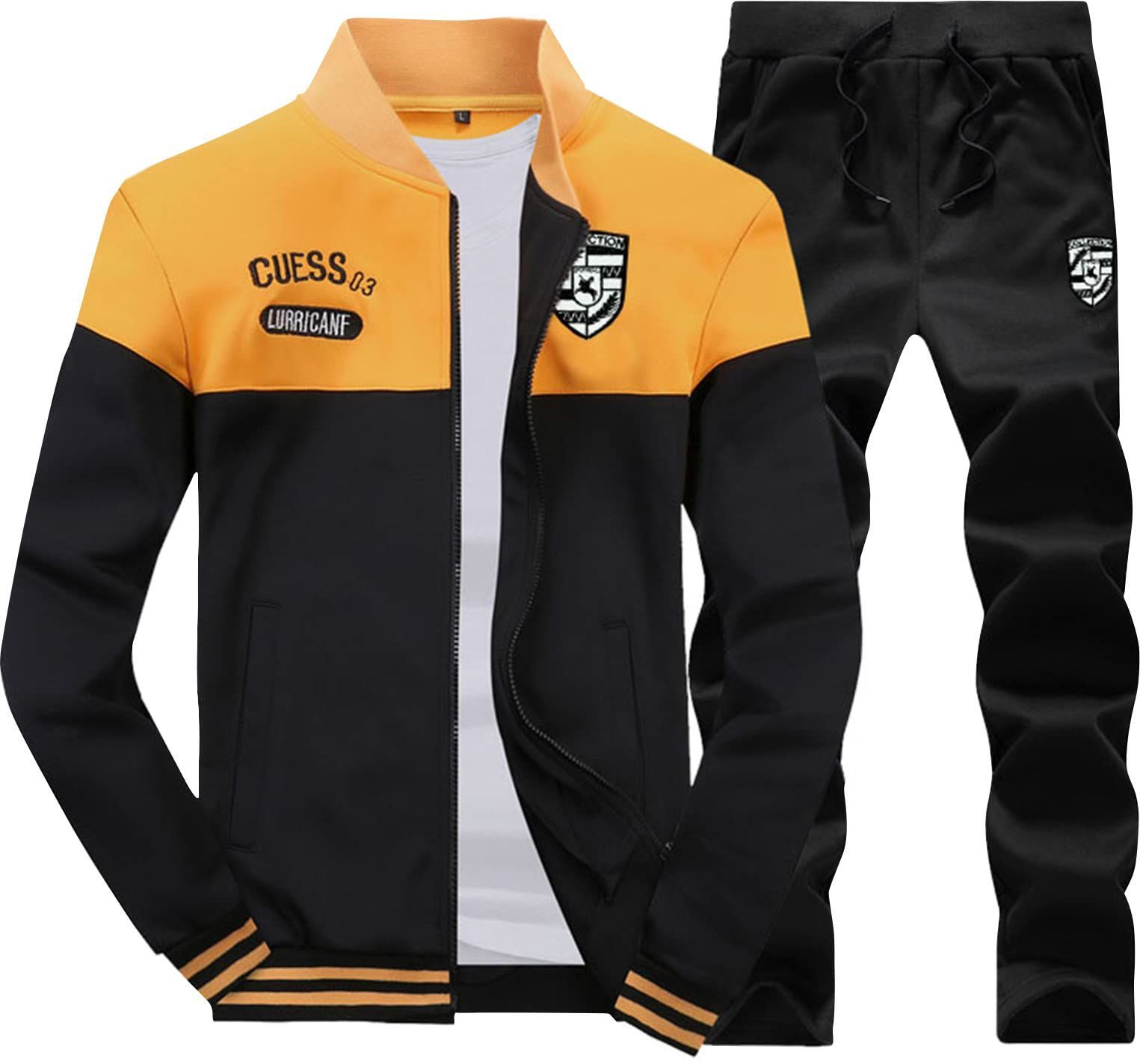 Size 3XL_Color イエロー エアバイ ジャージ メンズ 上下 セットアップ スエット トレーナー 上下セット 長袖 部屋着 スポーツ スウェット パンツ 2点セット 秋 冬 春 秋冬 学生 事務 仕事 私服 無地 厚手 通年 快眠 寝巻き 羽織