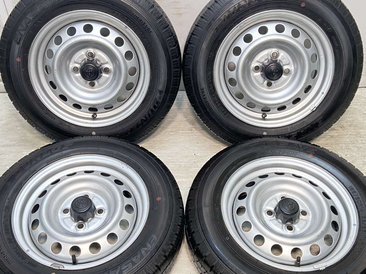 155/80R14 88/86LT ダンロップ エナセーブ VAN01 トヨタ純正 14x5.0 100-4穴 中古タイヤ サマータイヤ ホイールセット  4本セット s14240517042 - メルカリ