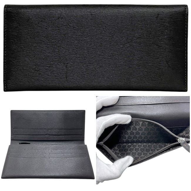 ダンヒル 二つ折り 長財布 ブラック サイドカー 美品 財布 レザー 中古