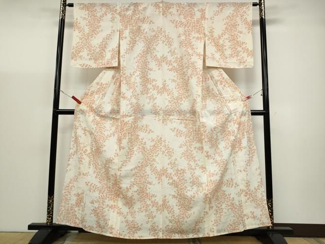 平和屋着物＊夏物　小紋　絽　手描き　草花文　銀彩　正絹　逸品　AABD3311jd 平和屋2□夏物 小紋 絽 草花文 暈し染め 銀彩 逸品 DAAD9289wb