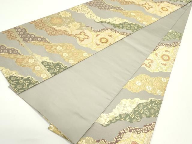 平和屋着物●西陣の名門　本家加納　六通柄袋帯　唐織　道長蜀江花唐草文　金糸　正絹　逸品　DAAV9039ob 平和屋着物○西陣の名門 本家加納 六通柄袋帯 唐織 道長蜀江花唐草文