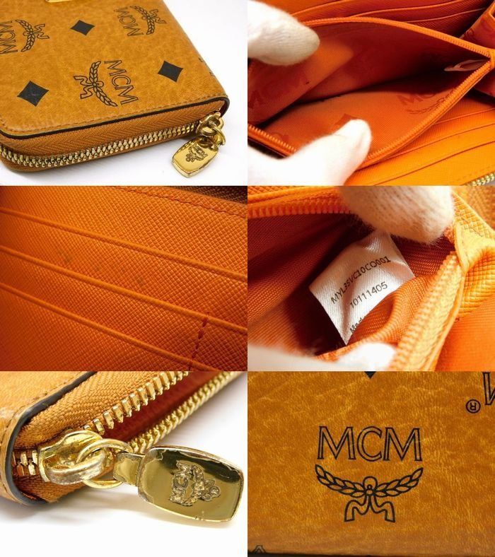 MCM 長財布 ラウンドファスナー ロゴプレート付き キャメル ☆ MCM ☆ ロゴモノグラム ラウンドファスナー長財布 (MCM/長財布