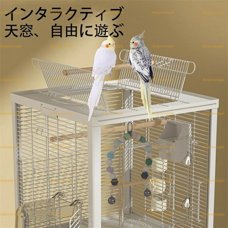 人気推薦 鳥かご 鳥籠 ケージ 透明 通気性 大型 餌入れ 鳥小屋 鳥 バード 大型鳥かご キャスター付き 掃除しやすい 引き出し付き