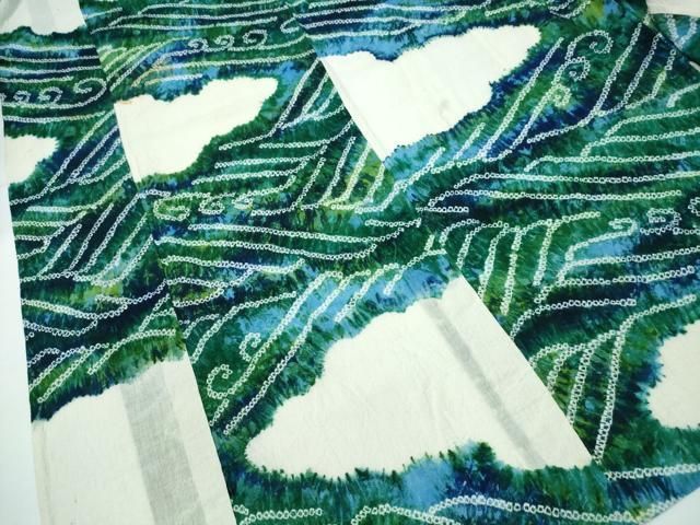 平和屋着物∴夏物 浴衣 有松鳴海絞り 枝花文 綿 逸品 CAAW1034ng 平和