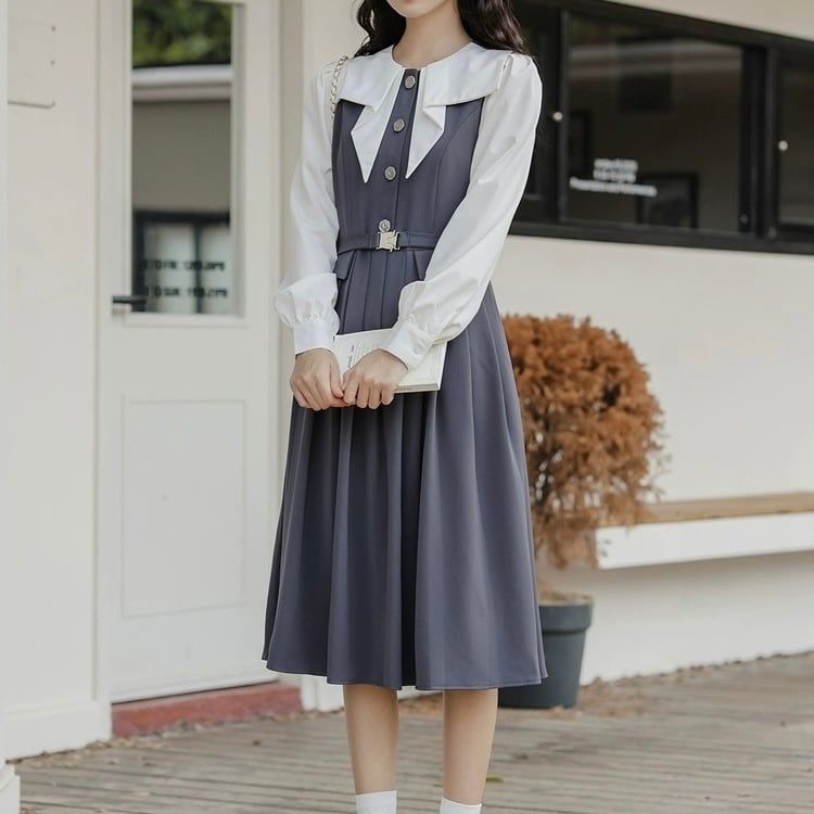 新品】フレンチガーリー♡リボンライクカラーワンピース
