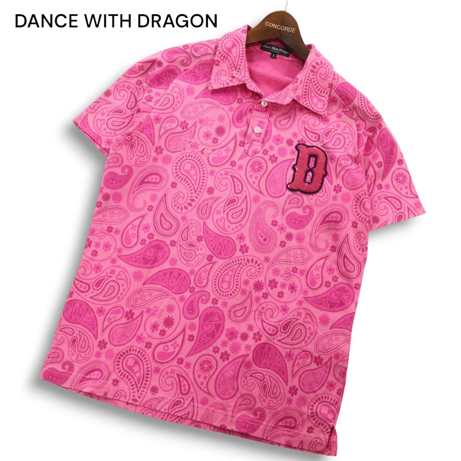 Dance With Dragon ペイズリー柄ポロシャツ DANCE WITH DRAGON ダンスウィズドラゴン ゴルフ 春夏 ロゴ刺繍