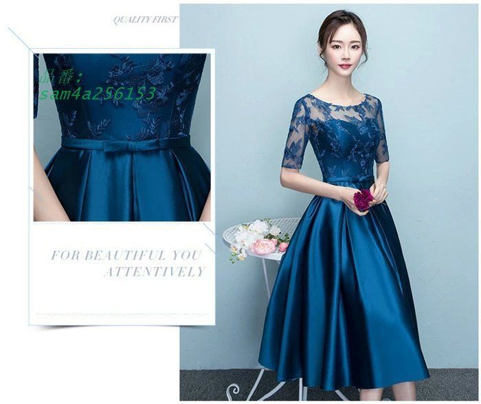 パーティードレス 二次会 エレガントドレス 演奏会 大きいサイズ 膝丈 お呼ばれ 成人式 ミモレ丈ドレス 袖あり 卒業パーティー 謝恩会 同窓会 am4a256153 WWW_MORNINGWALKER_COM