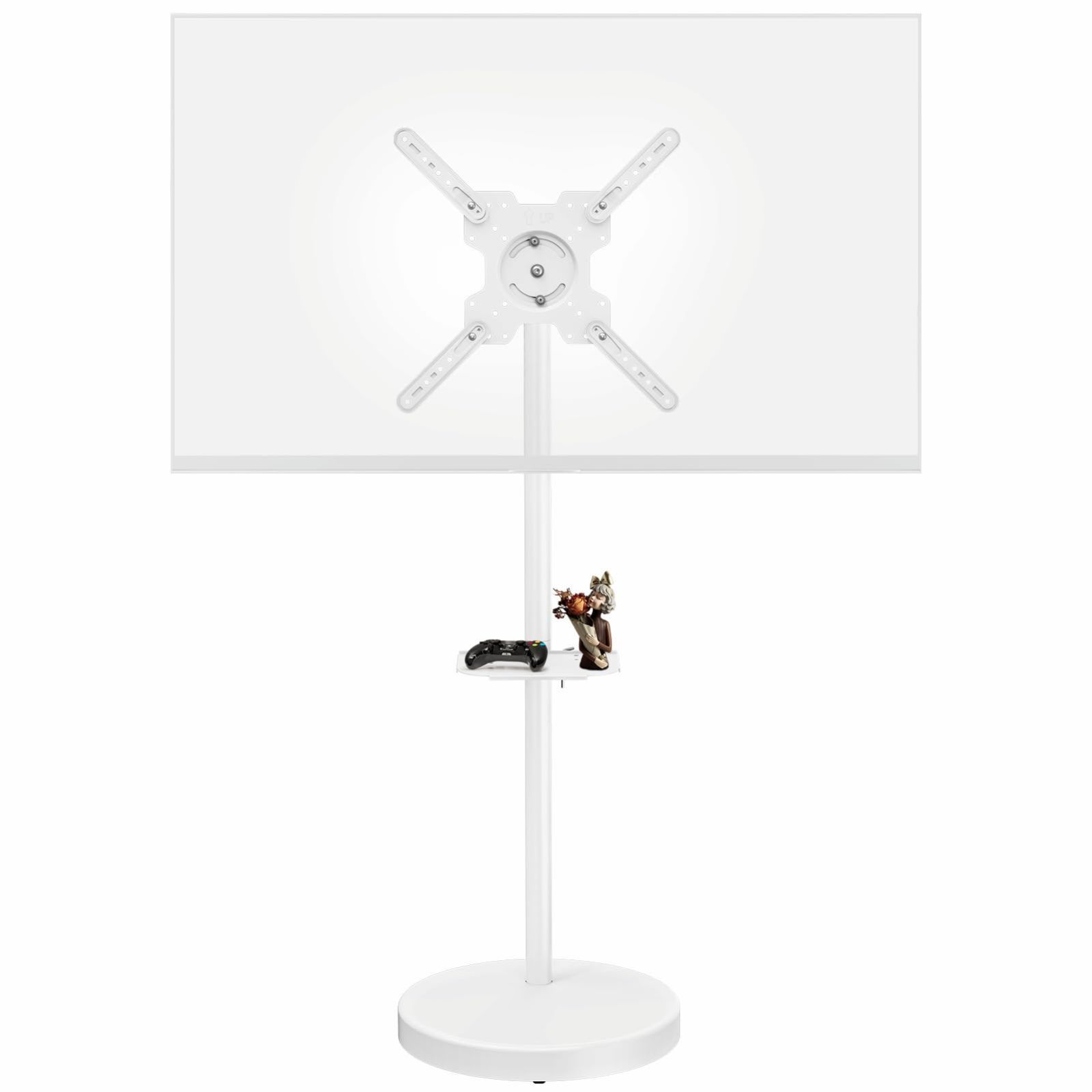 360°回転 VESA規格100～400mm 丸型 壁寄せ 床置き 家用 テレビ台 耐荷重35KG 業務用 移動式 tvスタンド 会社用 キャスター付き 白 ホワイト 55インチ対応 中大型 MU1109W-07 テレビスタンド MOUNTUP