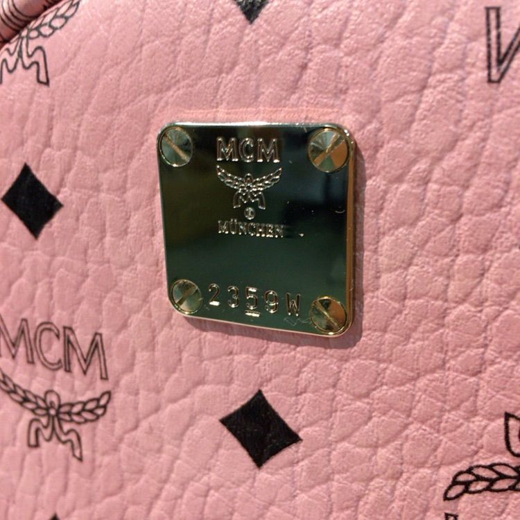 美品】 MCM ミニリュックサック ヴィセトス柄 ソフトピンク サイド 