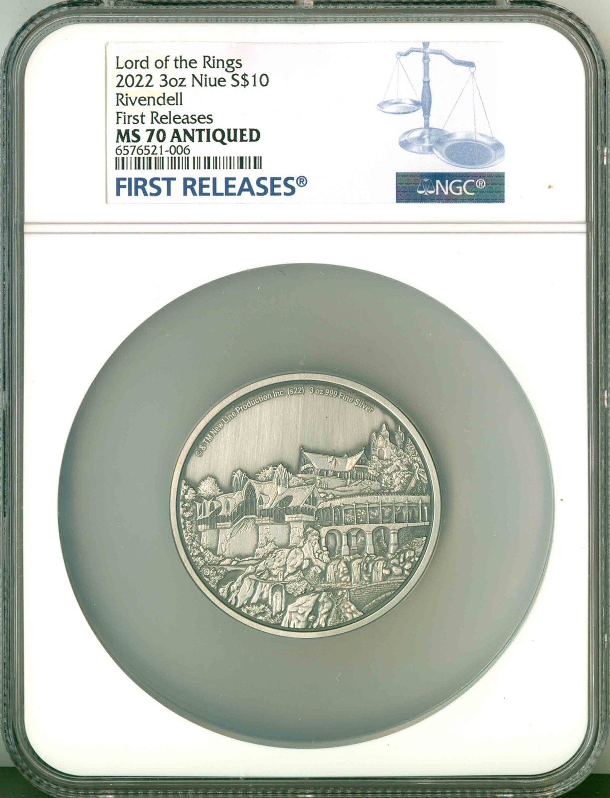 2025 Niue S$10 3 Oz Ld Of The Rings Rivendell FR NGC MS70 Antiqued Box OGP COA