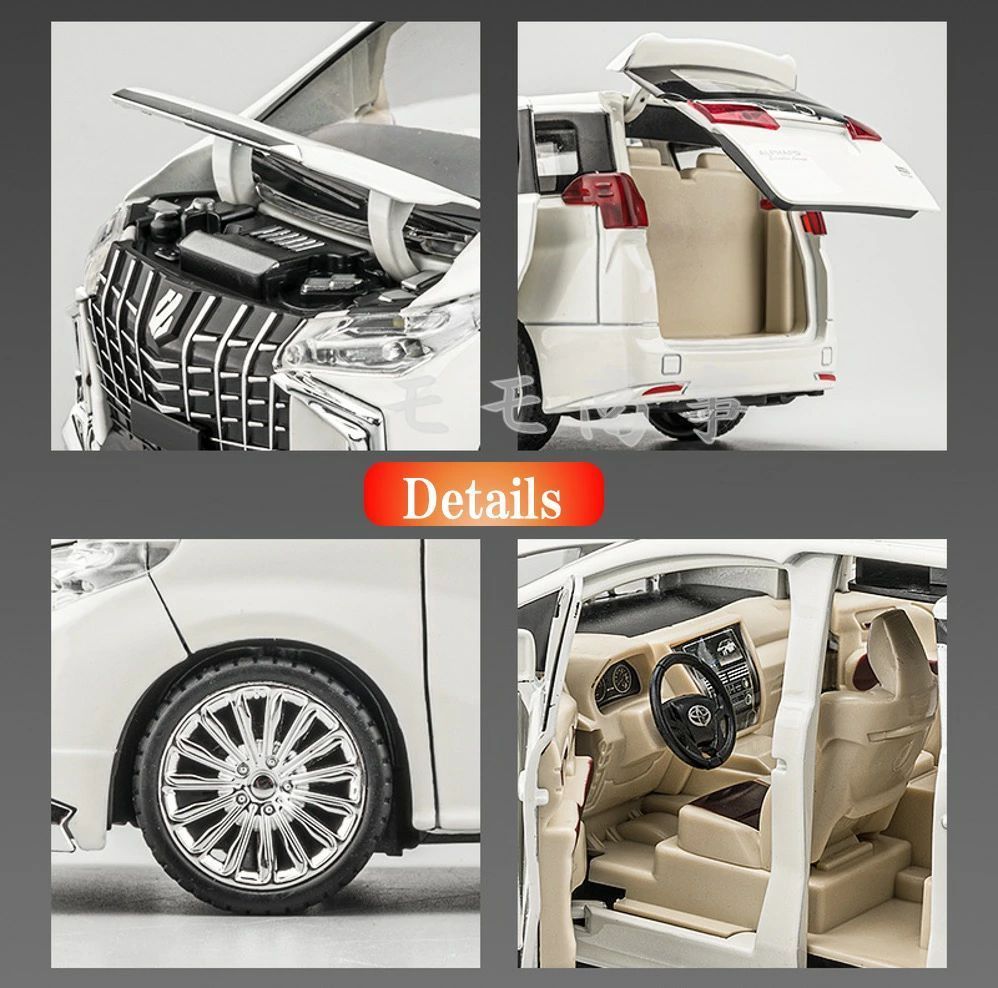 ★ワーゲン車1/24黄・黒・白　トヨタALPHARD ケースパッキング❤️合計4台 ☆ワーゲン車1/24黄・黒・白 トヨタALPHARD ケースパッキング