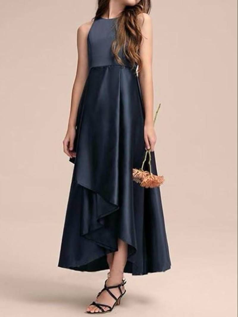 フォーマル ワンピース 160 ロング サテン ノースリーブ おしゃれ レディース